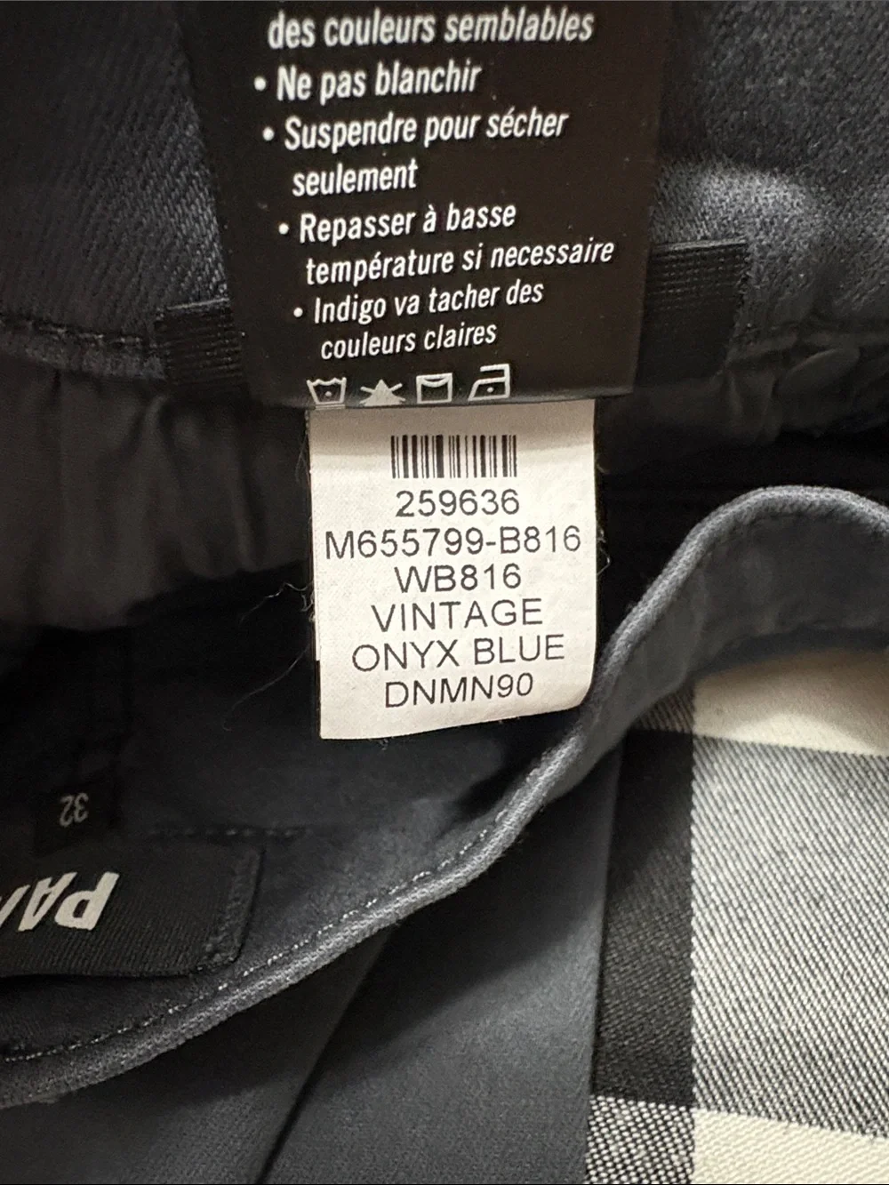 PAIGE Transcend Federal Slim Straight Jean Vintage Onyx Blue Men 32 x 28.5